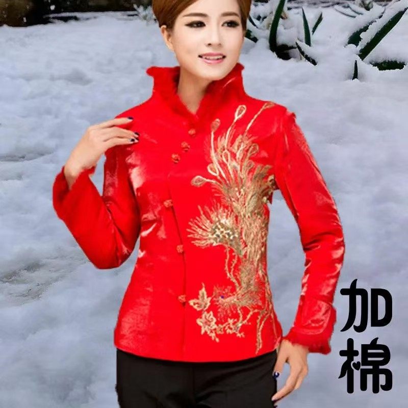 中式唐装跳舞扭秧歌打腰鼓服装绣花亮片女士妈妈装本命年棉衣上衣,女装/女士精品,棉衣/棉服,淘宝优惠券,粉丝福利购,淘宝优惠卷