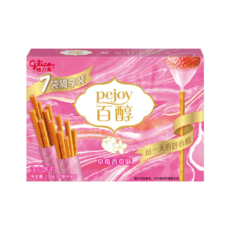 格力高(glico)百醇7袋犒享装 注心饼干棒 草莓香草味126g怎么样,好用不?