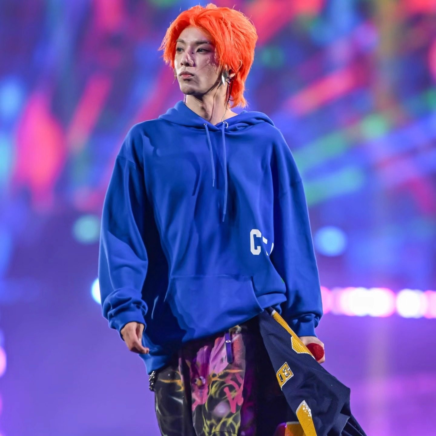 华晨宇2025海口演唱会同款蓝色卫衣秋冬美式连帽长袖印花上衣男女