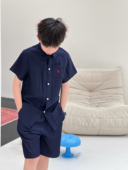 小马刺绣短袖 大童短裤 衬衫 套装 女童老钱风洋气衬衣五分裤 儿童夏款