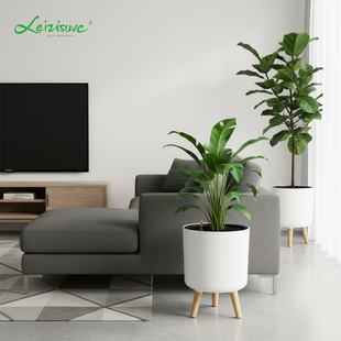 法式 懒人自吸水高脚花盆轻奢高级感客厅三角梅绿萝龟背竹花盆带脚