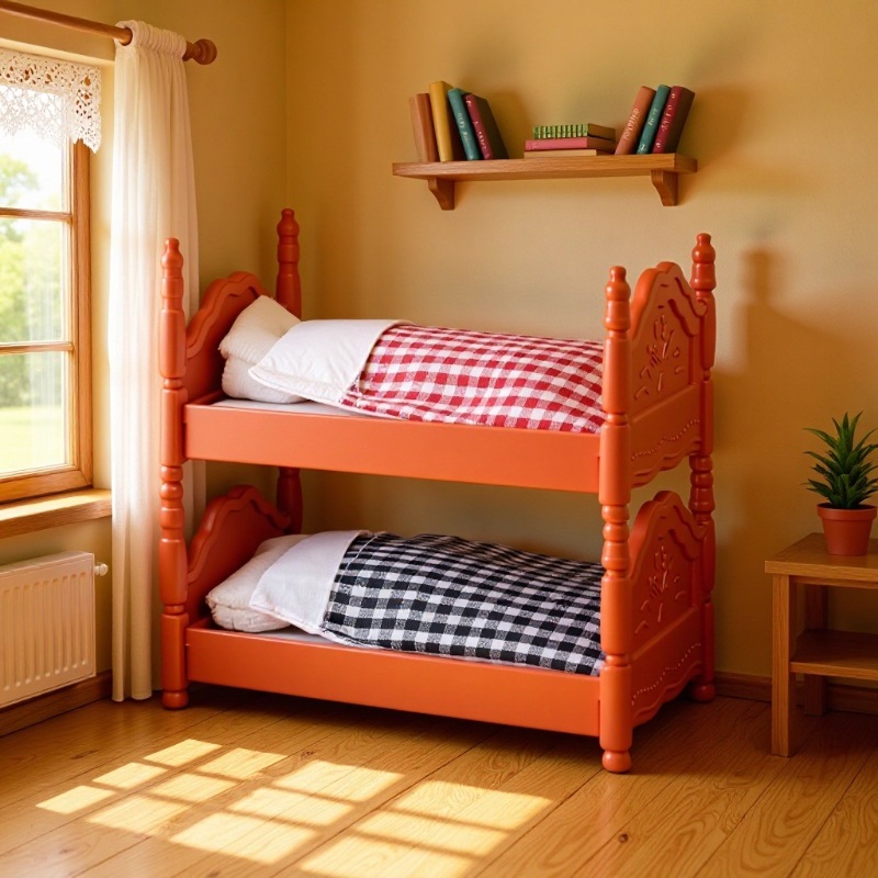 微缩家具娃娃屋双层床儿童过家家场景上下铺玩具迷你场景