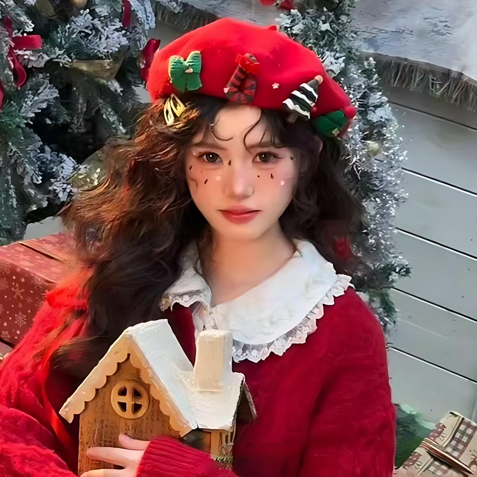 圣诞节秋冬日系毛呢画家贝雷帽