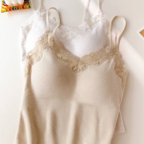 秋冬磨毛保暖背心吊带胸垫打底