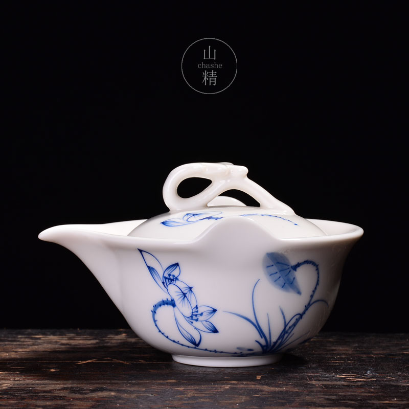 陶瓷手抓壶 盖碗茶杯大号 景德镇手绘工艺功夫茶具泡茶壶茶杯茶碗