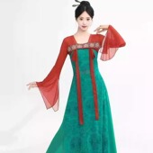 古典舞蹈服装 纱衣 飘逸女汉唐齐胸裙表演练功服飘带身韵演出服长款
