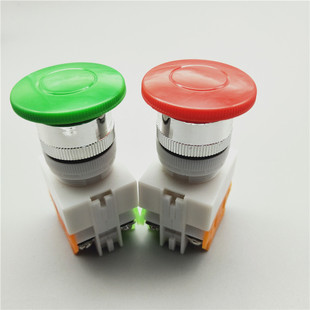 22MM孔径LAY37 Y090蘑菇头点动复位平头按钮开关一开一闭 11M