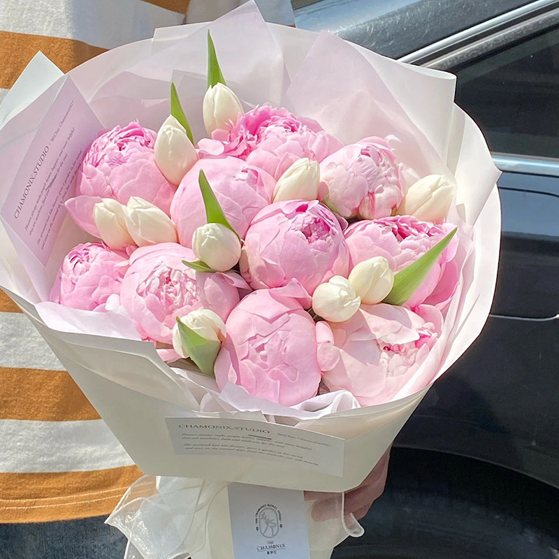 莎拉芍药高端花束女朋友闺蜜生日鲜花速递同城上海订花店送鲜花束