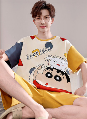 青少年睡衣男士夏季短袖纯棉大童学生卡通男孩全棉大码家居服夏天