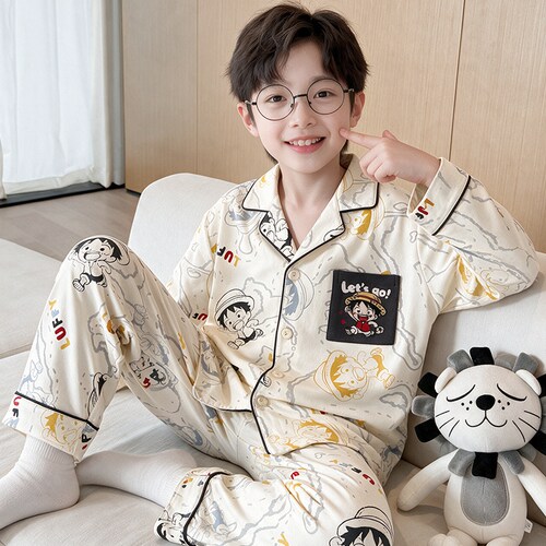 秋上新男童纯棉长袖春秋卡通睡衣