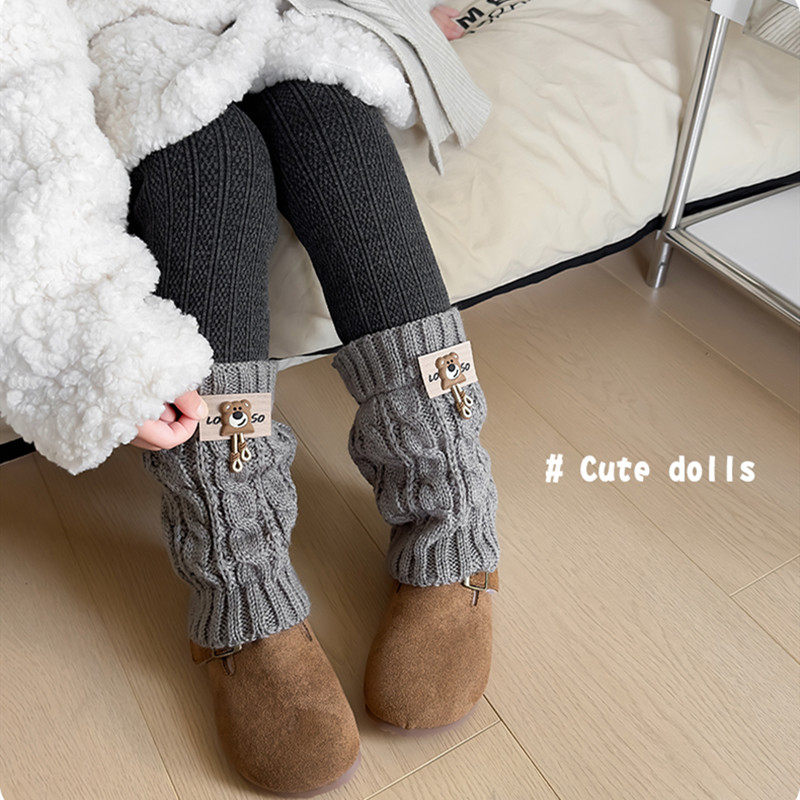 女童打底裤冬季外穿配裙子2024新款黑色白色儿童堆堆袜九分连裤袜