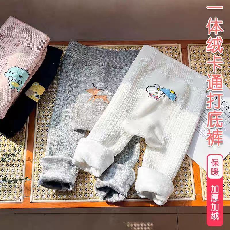 婴儿打底裤秋冬加绒加厚男女宝宝棉裤九分大PP屁屁外穿周岁连裤袜