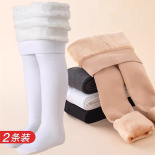 女童连裤袜秋冬薄绒白色宝宝打底袜黑色连体袜加绒加厚儿童打底裤