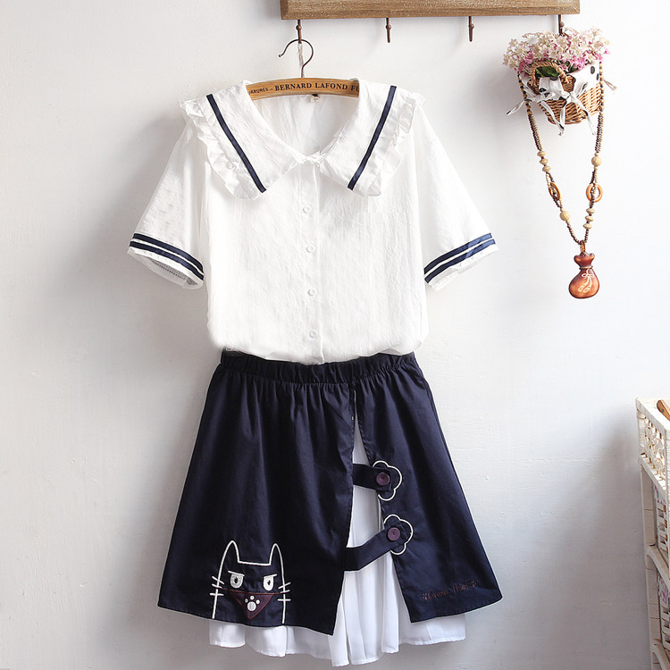 13夏装软妹初中生上衣14 15岁高中学生 海军风短袖娃娃领衬衫套装,女装/女士精品,衬衫,淘宝优惠券,粉丝福利购,淘宝优惠卷