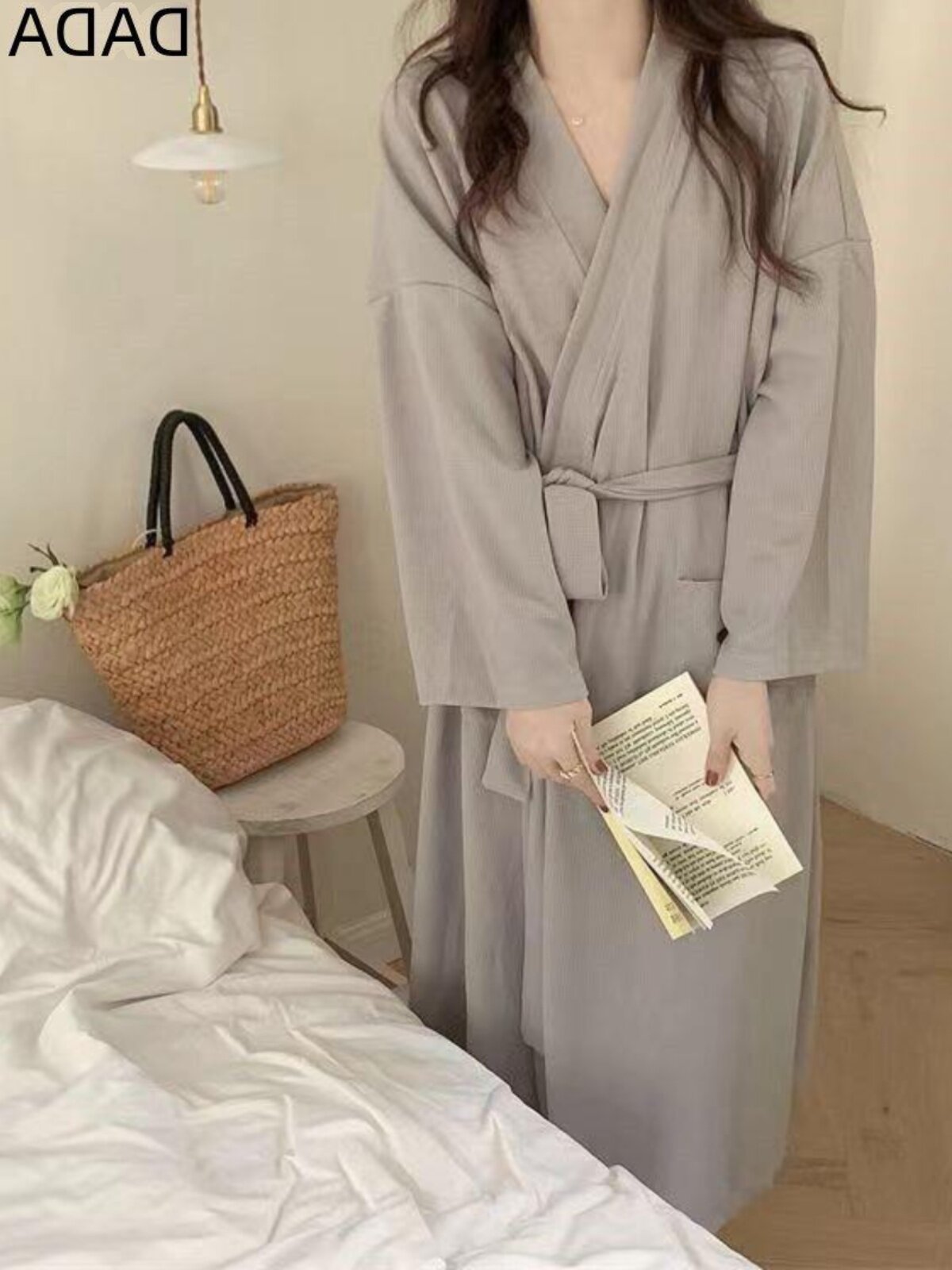 INTERNET CELEBRITY WAFFLE MORNING GOWN FOUR SEASONS LONG SWEET INS WOMENS SIMPLE PURE DESIRE STYLE NIGHTGOWN 2023 NEW LOUNGEWEAR
