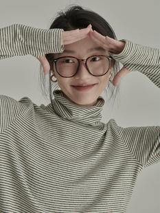 重现经典!内搭软糯糯德绒加绒长袖高领条纹针织保暖打底衫上衣女