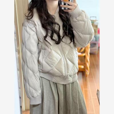 初冬穿搭菱格棉服外套女冬季