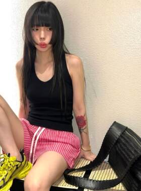 夏季大码条纹吊带短裤睡衣套装