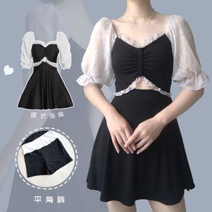 泳衣女2026裙式 连体保守仙女范温泉小清新学生小胸聚拢显瘦游泳装