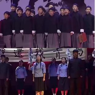 民国学生服长袍马褂儿童清朝古装长衫演出服如愿情景剧朗诵表演服