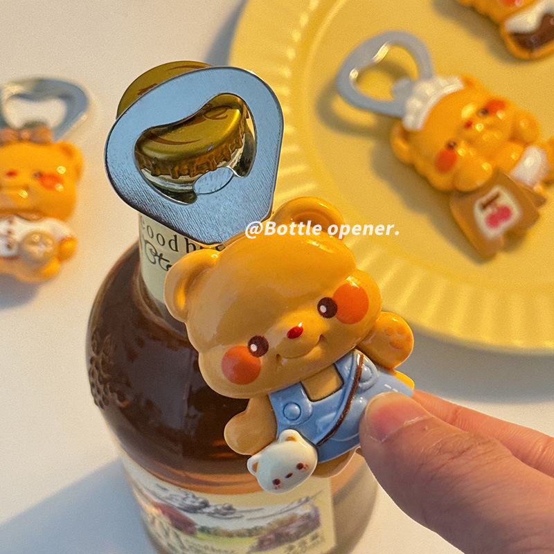 卡通黄油小熊冰箱贴磁力可爱啤酒起瓶器启瓶器创意酒起子开瓶器
