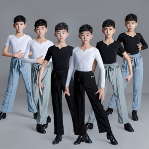 男童拉丁舞服春夏儿童练功服表演服男生训练服考级标准服裤子套装