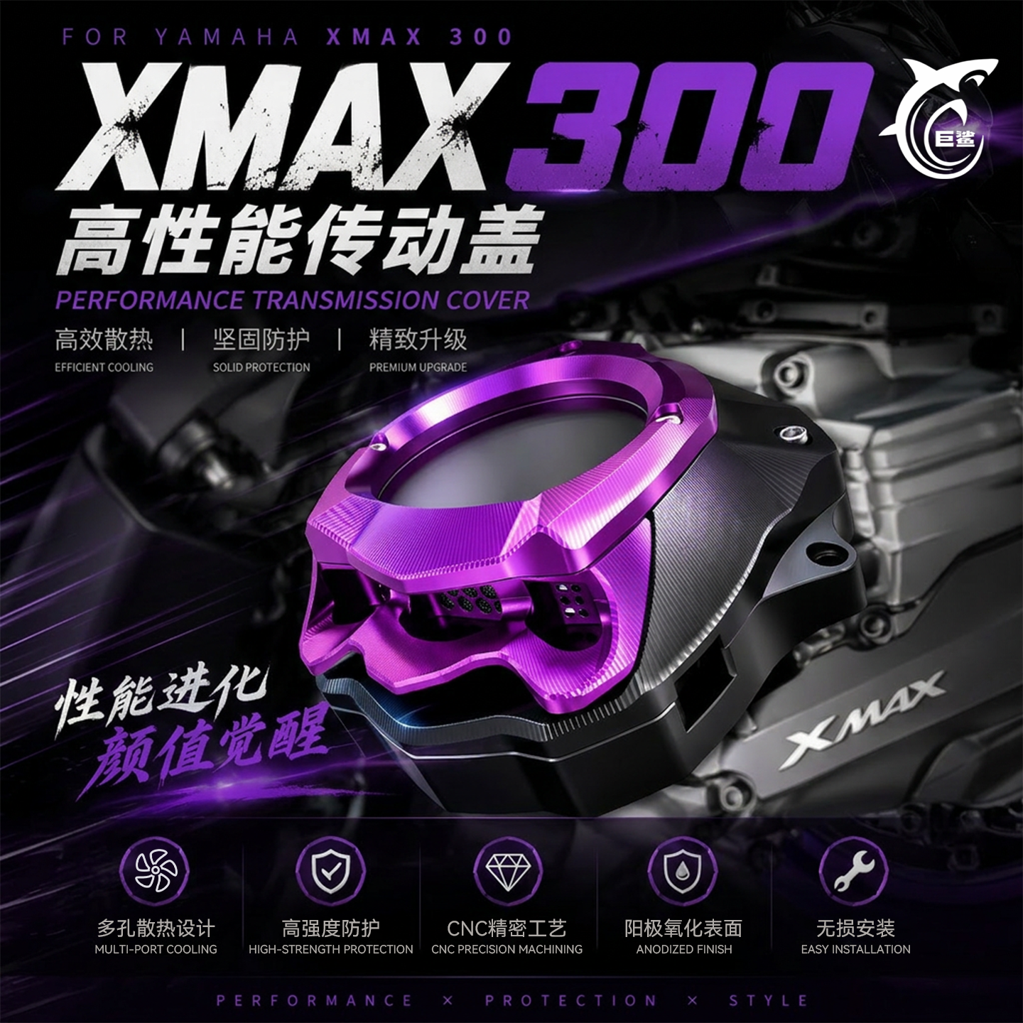 21-26款XMAX300改装透明发动机盖