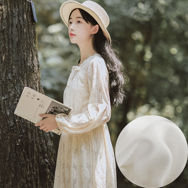 小慧姑娘 XS码小个子文艺中长裙2019秋季新款蕾丝绑带连衣裙满99元可用5元优惠券