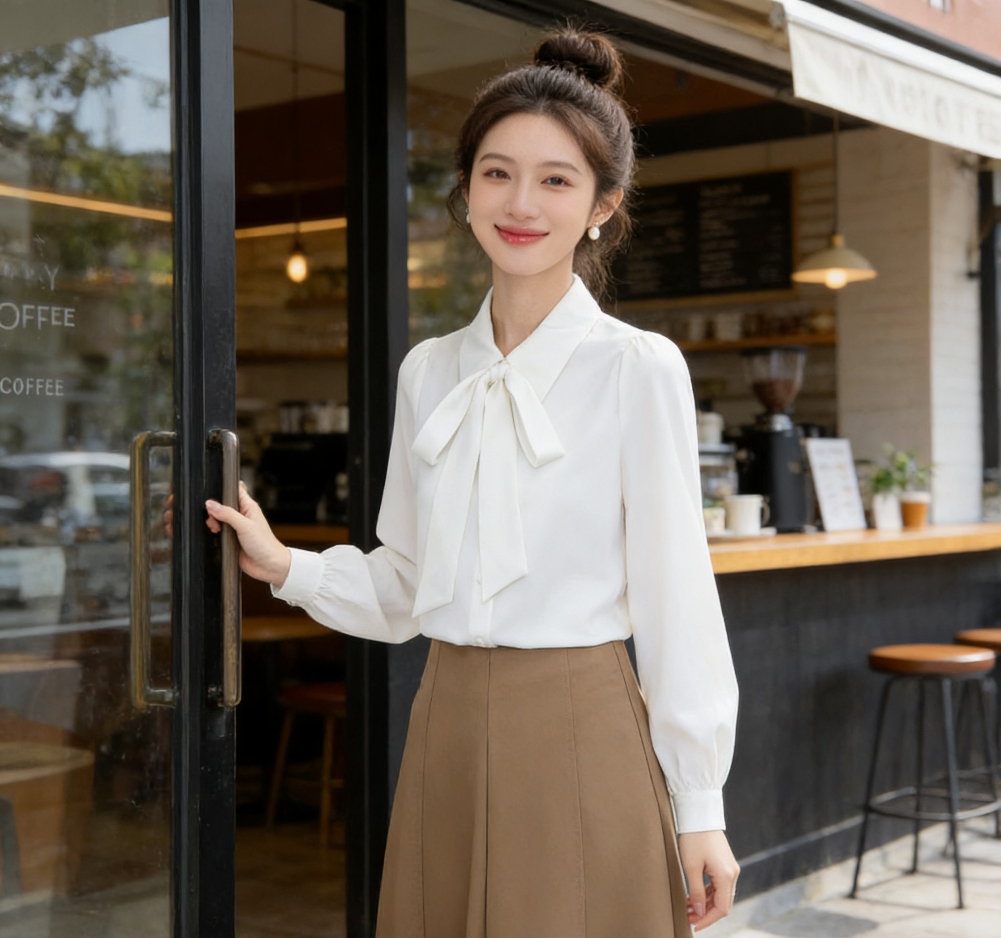 小慧小码女装xxs码小个子蝴蝶结职业衬衫女职业正装教资面试衬衣