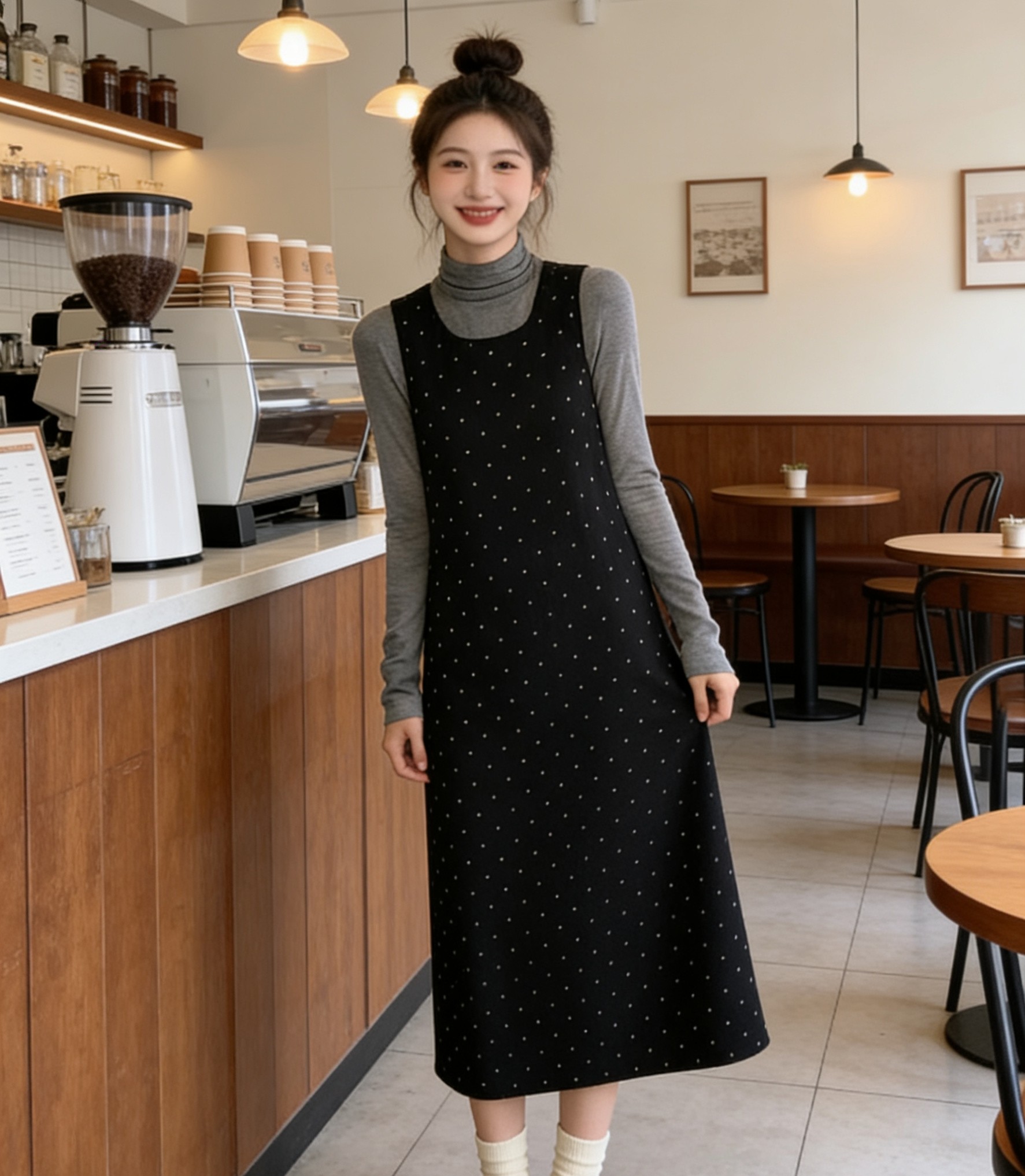 小慧小码XS码小个子显高套装背心裙女高腰显瘦A字裙百搭连衣裙