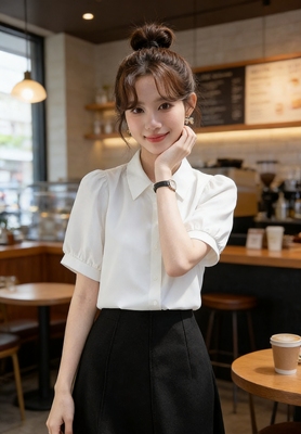 小慧小码女装XXS雪纺短袖衬衫女衬衣教资面试职业正装职场穿搭