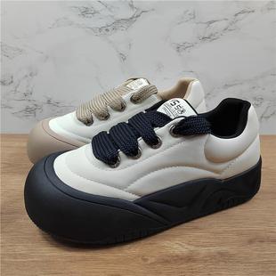 2025新款 运动休闲女鞋 面包鞋 百搭时尚 厚底板鞋 品牌尾货真皮小白鞋