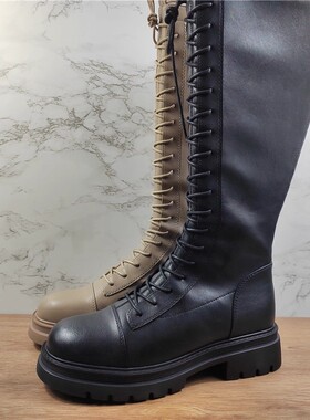 品牌女鞋40码靴子长筒靴女瘦瘦靴真皮加绒弹力靴高筒英伦风骑士靴