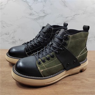 商场同款真皮马丁靴子男2025秋冬季英伦风高帮男士中帮户外工装靴