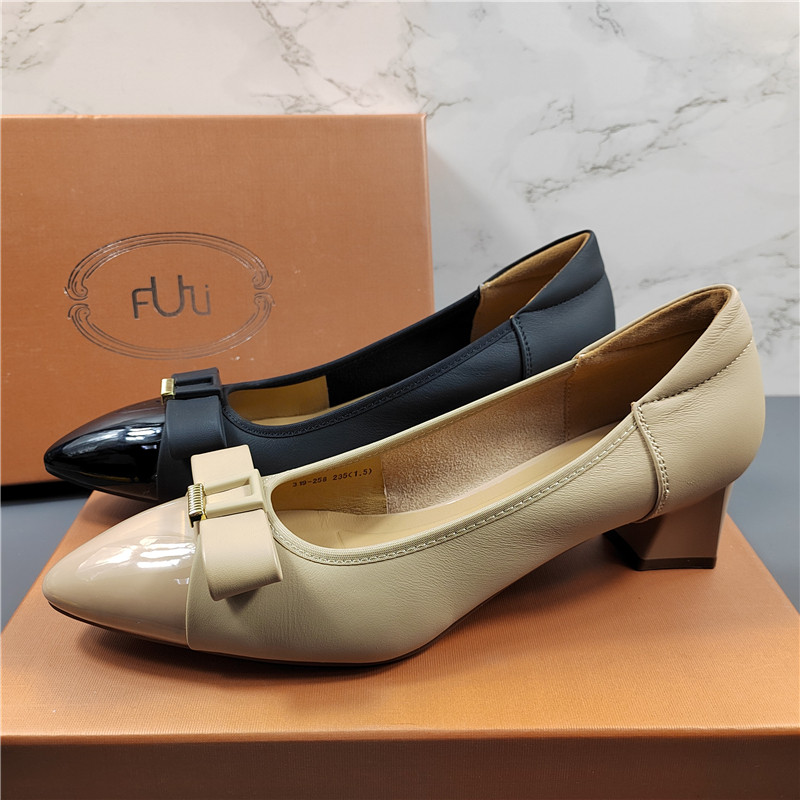 专柜正品羊皮女鞋2026春季新款法式尖头蝴蝶结粗跟浅口通勤单鞋女,女鞋,浅口单鞋,淘宝优惠券,粉丝福利购,淘宝优惠卷