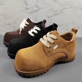 磨砂牛皮德比鞋 2025冬季 新款 欧货女鞋 内增高6cm显瘦英伦风勃肯鞋