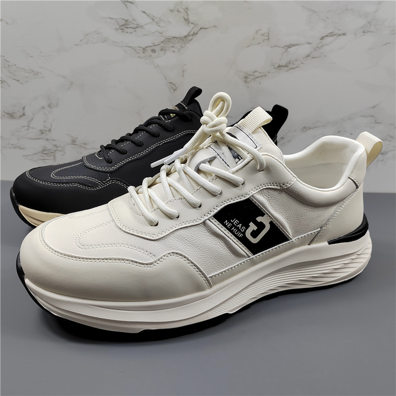 潮牌男鞋头层牛皮厚底轻便休闲鞋