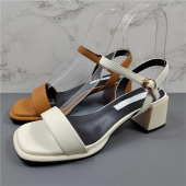 百搭一字扣方头高跟鞋 商场撤柜断码 新款 女2025夏季 仙女风粗跟凉鞋