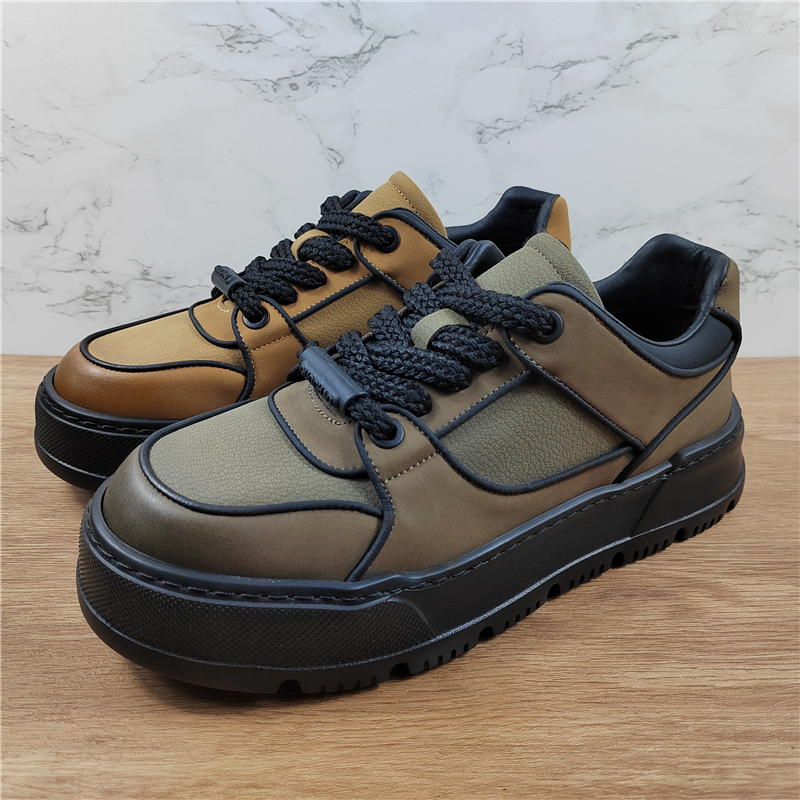 欧洲站头层牛皮厚底运动休闲板鞋