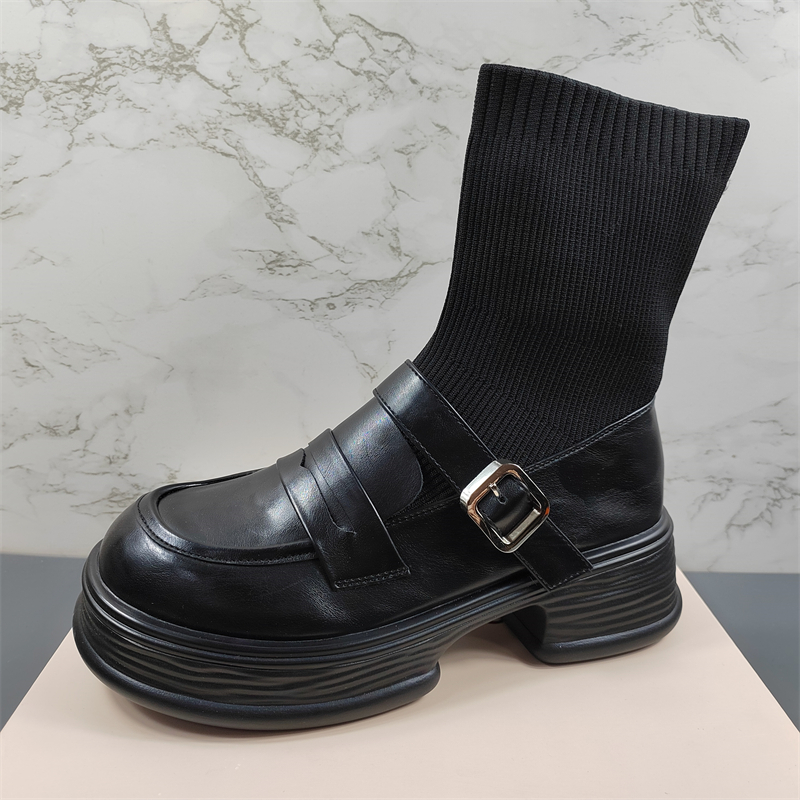 女鞋弹力袜靴女复古瘦瘦单靴