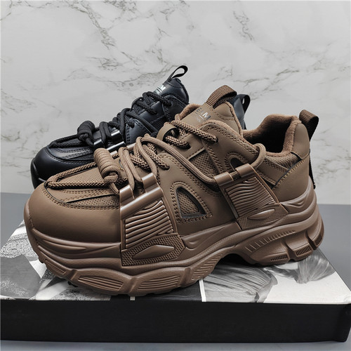 商场同款真皮厚底加绒休闲老爹鞋