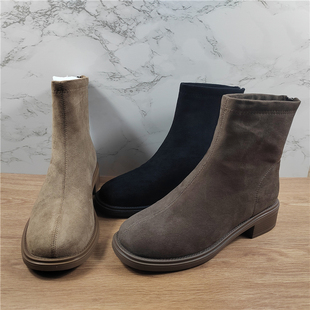撤柜断码 百搭短筒马丁靴圆头加绒弹力瘦瘦靴女ins潮 韩系厚底时尚