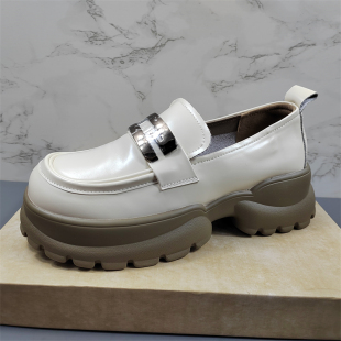 英伦风复古一脚蹬小皮鞋 品牌女鞋 新款 女2025秋季 潮 真皮厚底乐福鞋