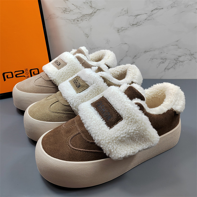 专柜正品磨砂牛皮毛毛鞋女2025新款冬季厚底加绒魔术贴休闲棉鞋潮,女鞋,休闲板鞋,淘宝优惠券,粉丝福利购,淘宝优惠卷