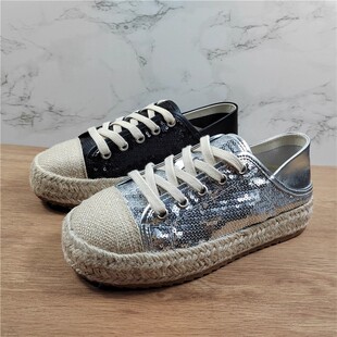 渔夫鞋 女百搭亮片运动鞋 女2025年新款 板鞋 子 麻绳时尚 品牌撤柜断码