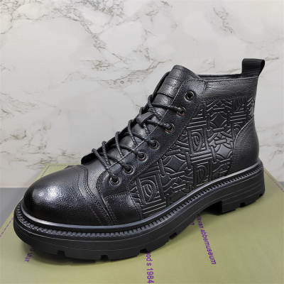 头层牛皮男鞋厚底板鞋马丁靴