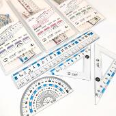 学生防近视套尺4件套20cm波浪直尺大数字设计护眼刻度清晰套尺