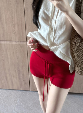 Laareetoo 松紧腰抽绳休闲运动短裤女夏季2026年新款显瘦低腰热裤