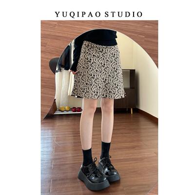 大码胖mm覆古咖色豹纹a字