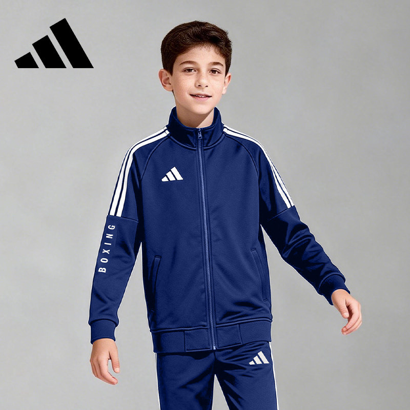 Adidas阿迪达斯童装男童外套春秋款大童开衫儿童休闲夹克运动服